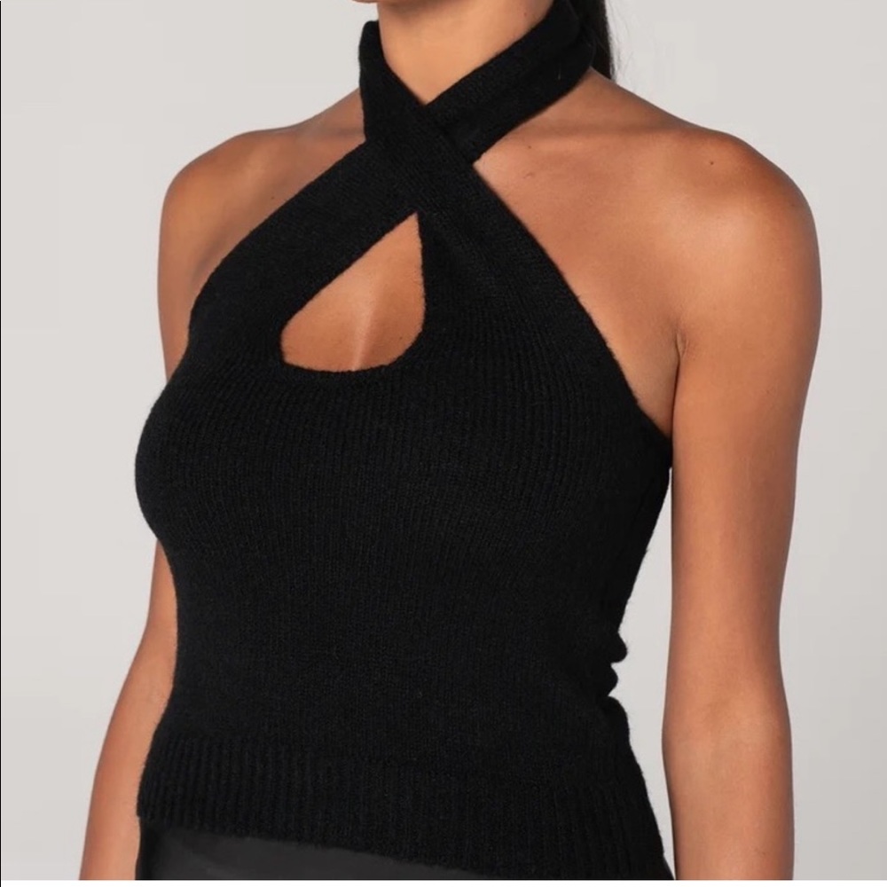 Musier Paris Samantha Halter Knit Top in Black